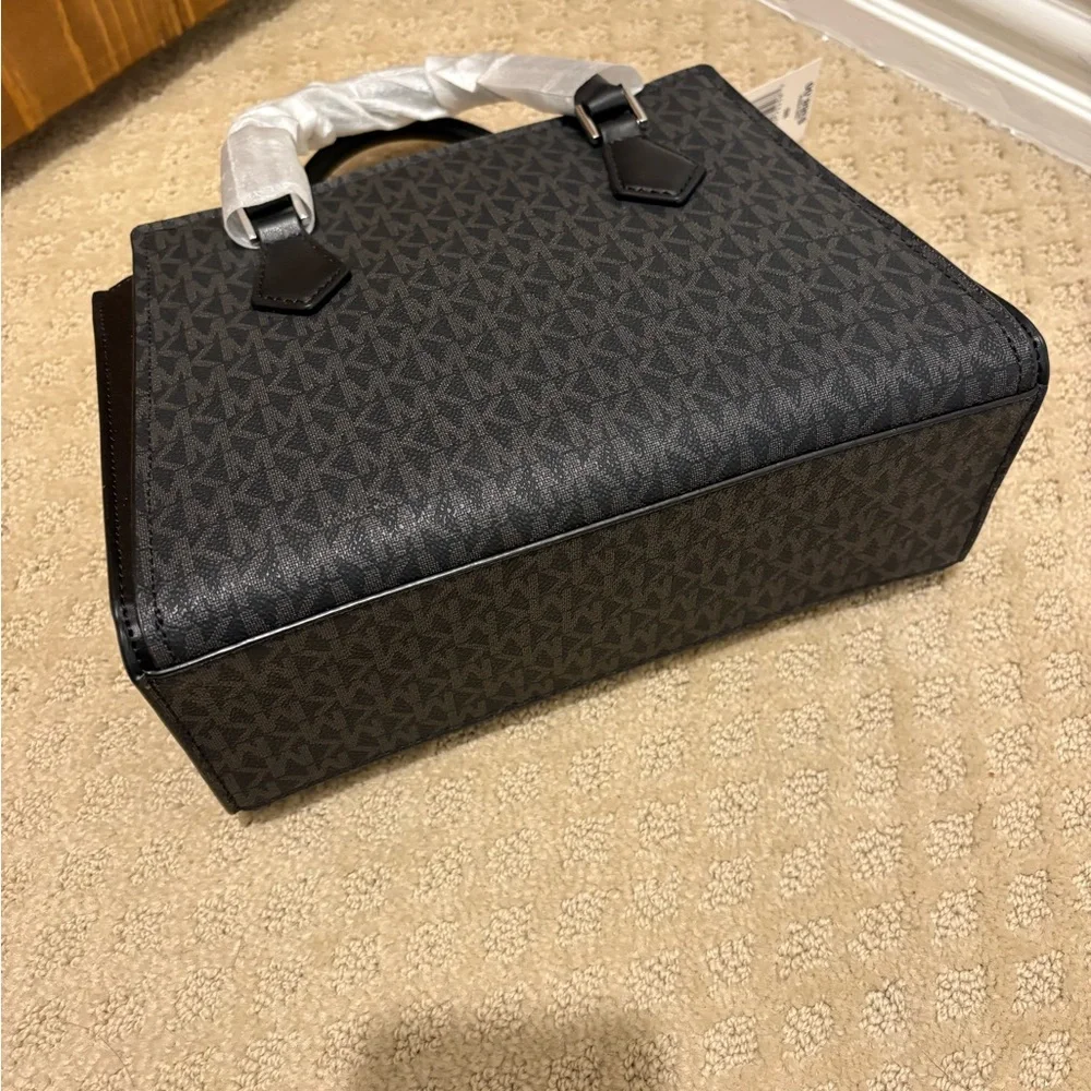 Michael Kors Black Logo Satchel with MK Charm - Picture 5 of 7